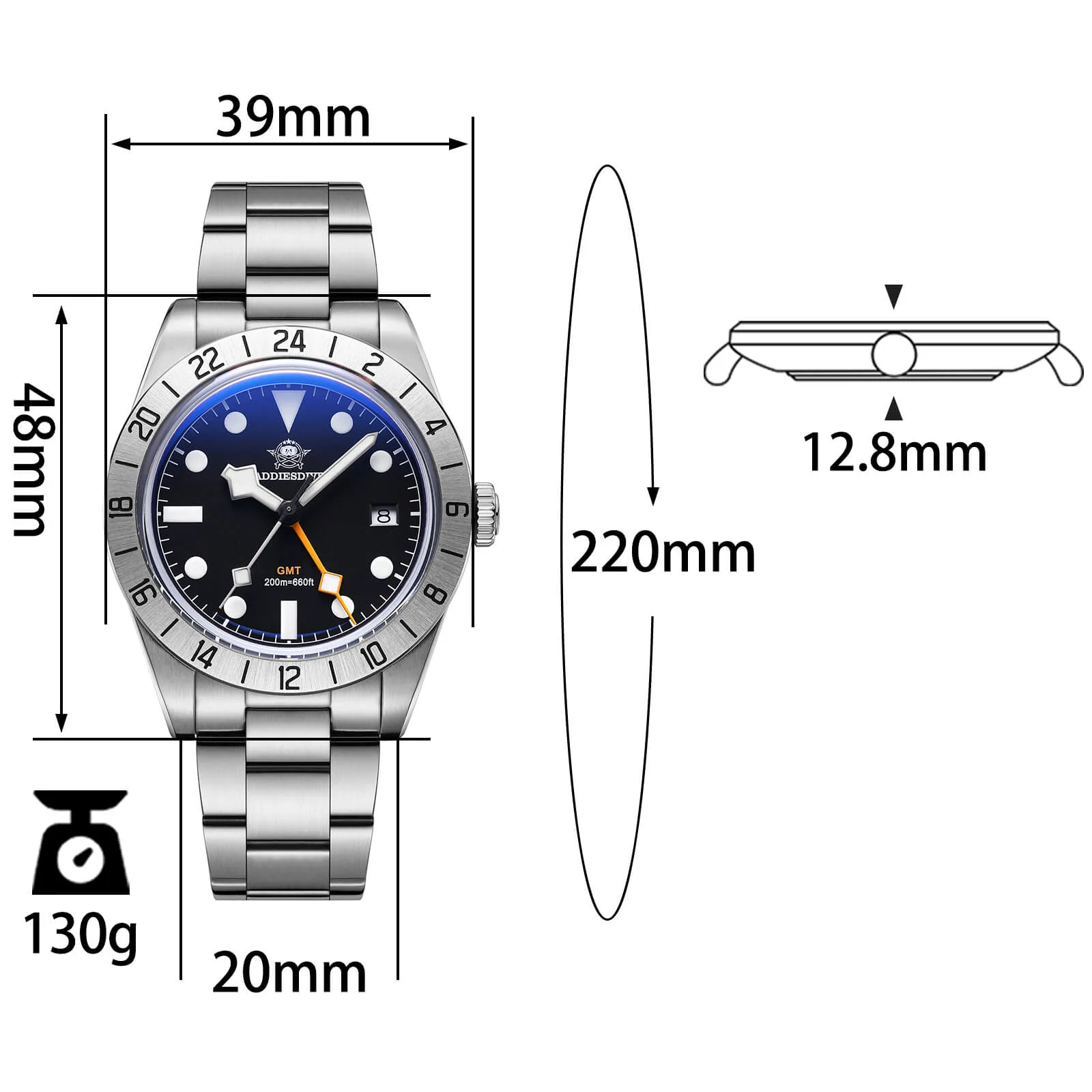 🔥Anniversary Sale🔥ADDIESDIVE 39mm BB GMT Quartz Watch RONDA515 Movement（AD2035/AD2036） - Image 11