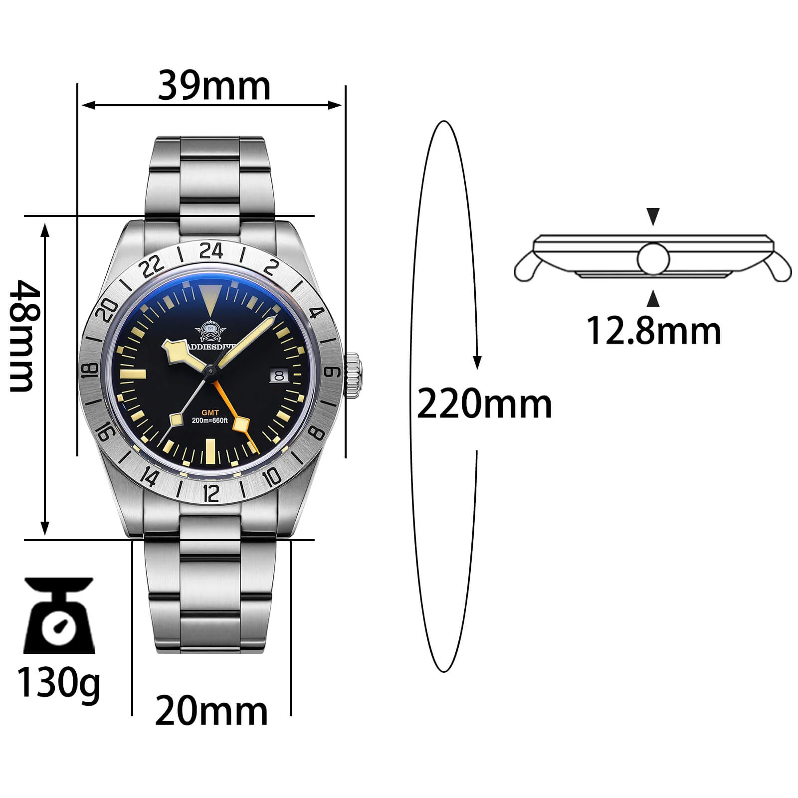 🔥Anniversary Sale🔥ADDIESDIVE 39mm BB GMT Quartz Watch RONDA515 Movement（AD2035/AD2036） - Image 15