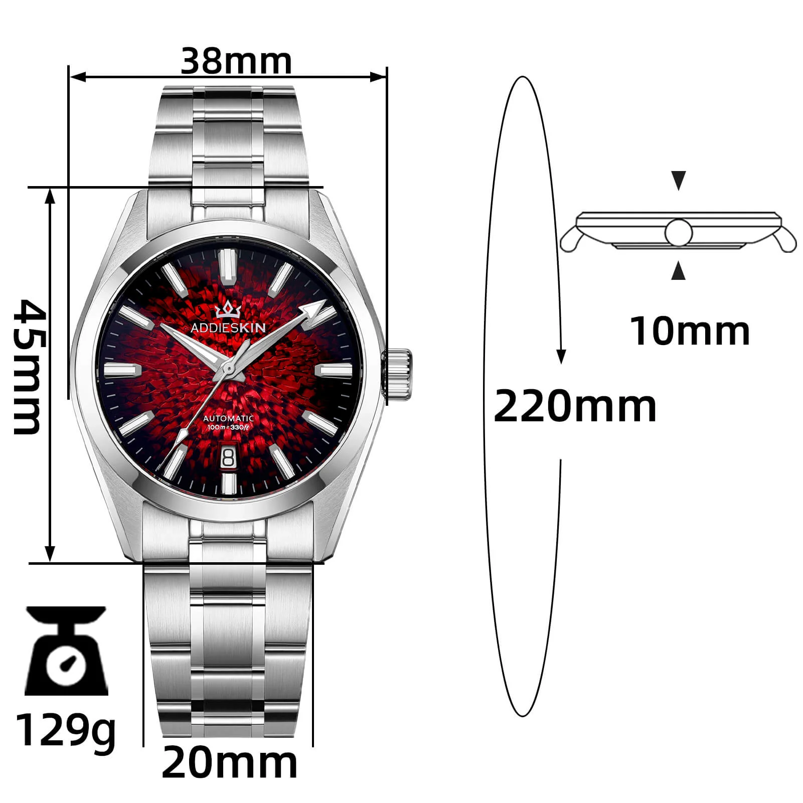 AddiesKIN 38mm Ice Crack Dial Miyota 9015 Men’s Watch K003 - Image 11