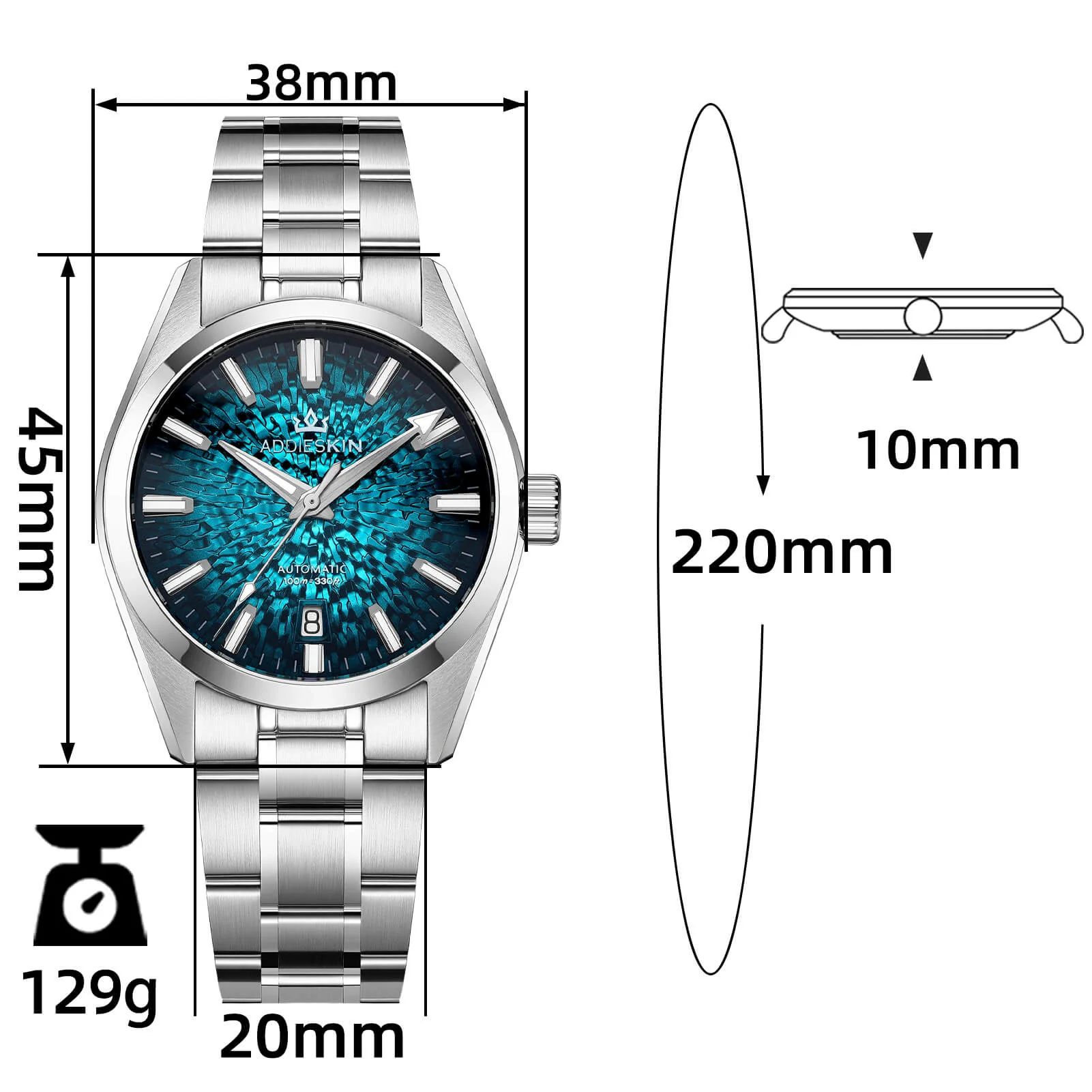 AddiesKIN 38mm Ice Crack Dial Miyota 9015 Men’s Watch K003 - Image 18