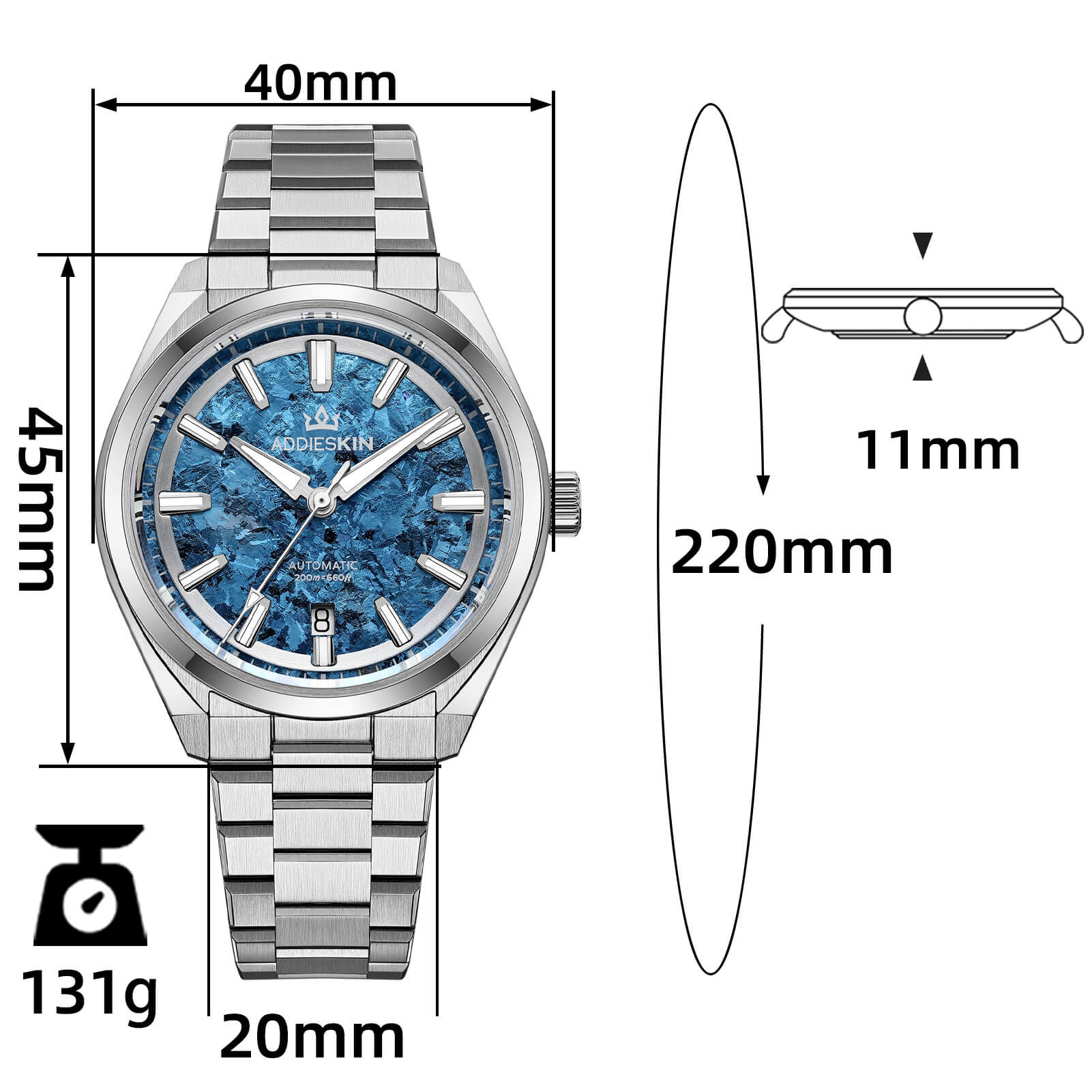 🔥EarlyBird🔥AddiesKIN 40mm Crystallized Titanium Dial Miyota 9015 Luxury Automatic Watch K006 - Image 12
