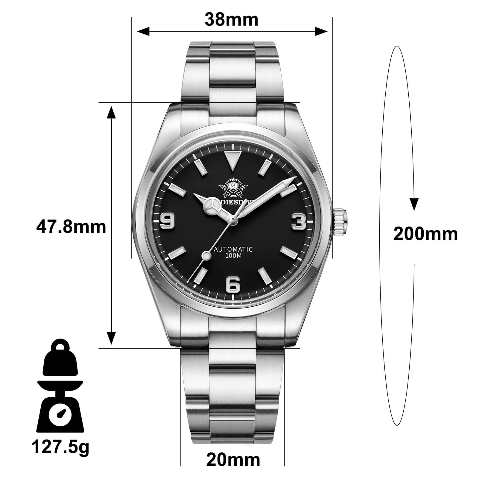 🔥Anniversary Sale🔥ADDIESDIVE 38mm Domed Crystal Explore Watch 100M (AD2112) - Image 3