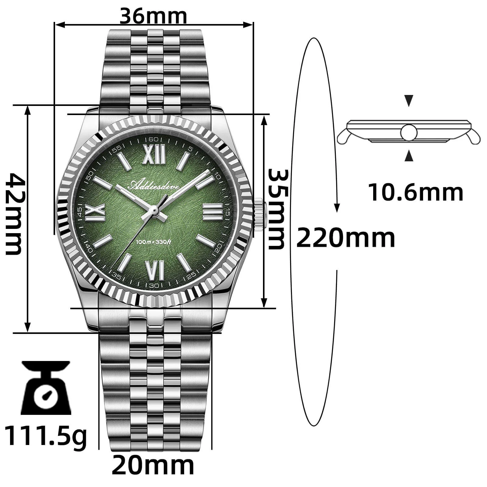 ★India Warehouse★ADDIESDIVE 36mm DJ Homage Men Watch AD2512 - Image 13
