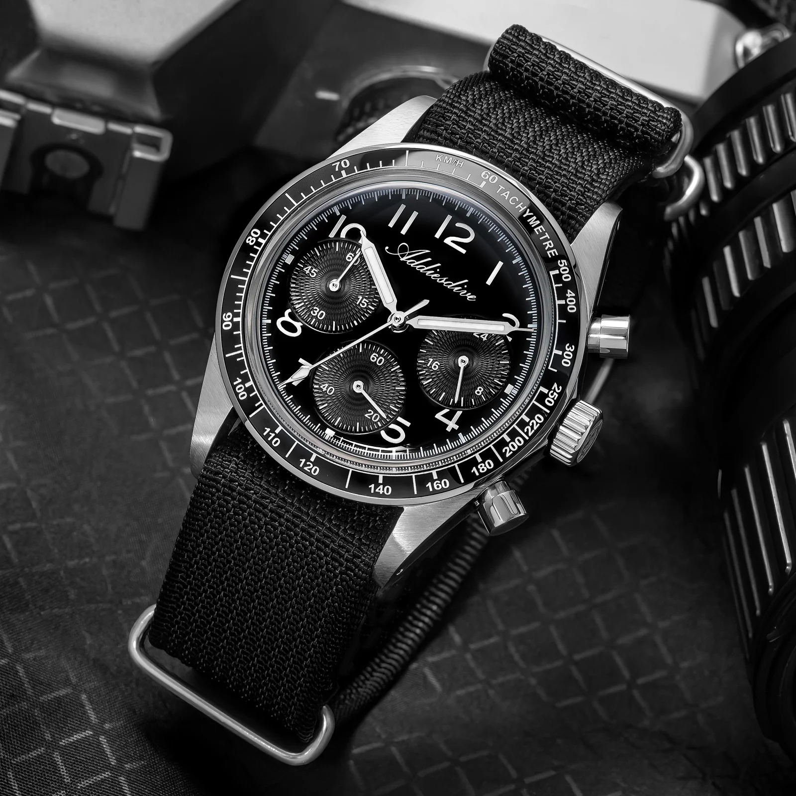 ★India Warehouse★ADDIESDIVE 37mm 0S20 Triple-Register Chronograph Watch AD2543 - Image 9