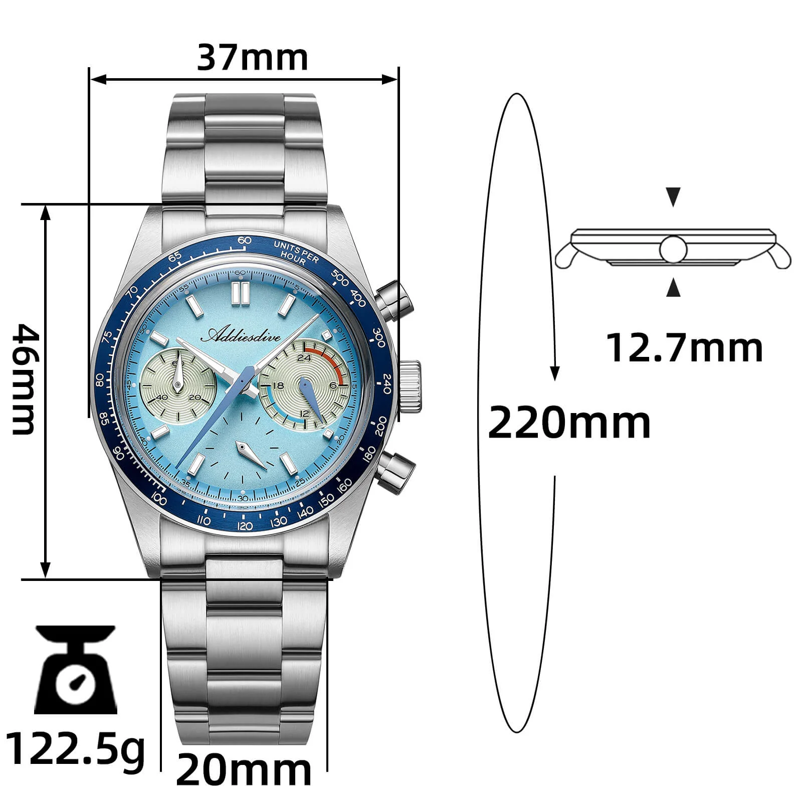 🔥Anniversary Sale🔥ADDIESDIVE 37mm VK63 Racing Chronograph Quartz Watch AD2539 - Image 9