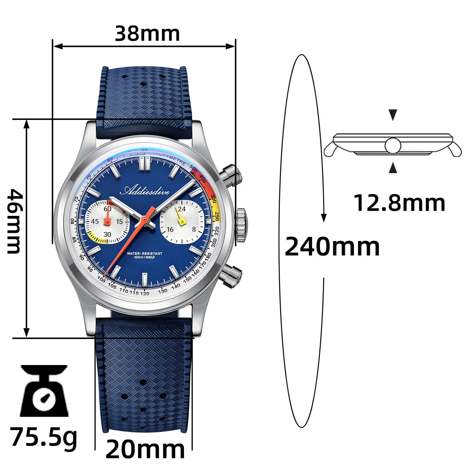 🔥Anniversary Sale🔥ADDIESDIVE 38mm Racing-Inspired Chronograph Watch AD2529&AD2549 - Image 17