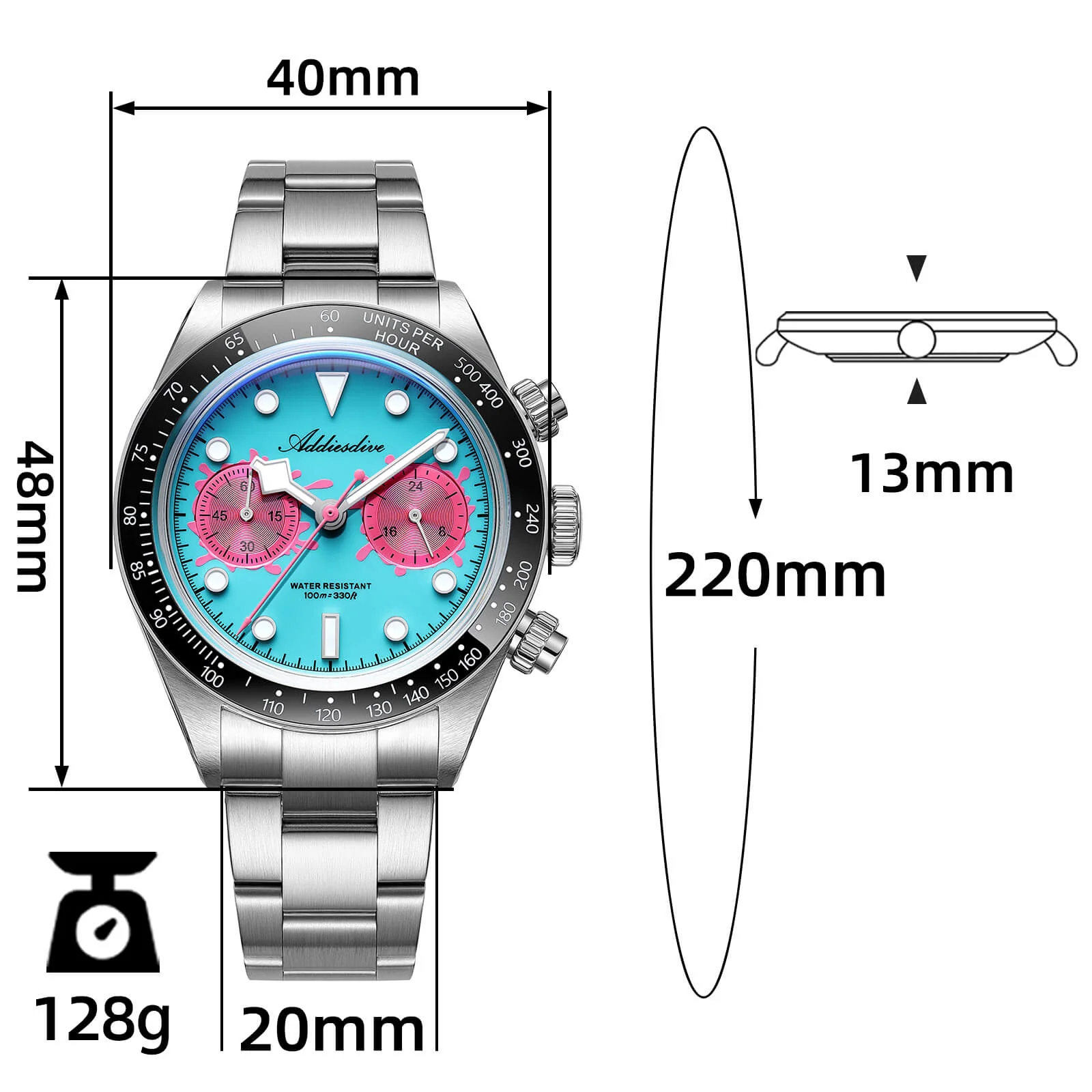 🔥Anniversary Sale🔥ADDIESDIVE 40mm VK64 Chronograph Watch AD2520 - Image 2