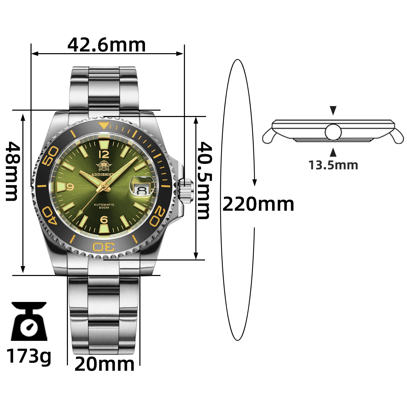 🔥Anniversary Sale🔥ADDIESDIVE Retro NH35/8215 Sub Dive Watch AD2085 - Image 2