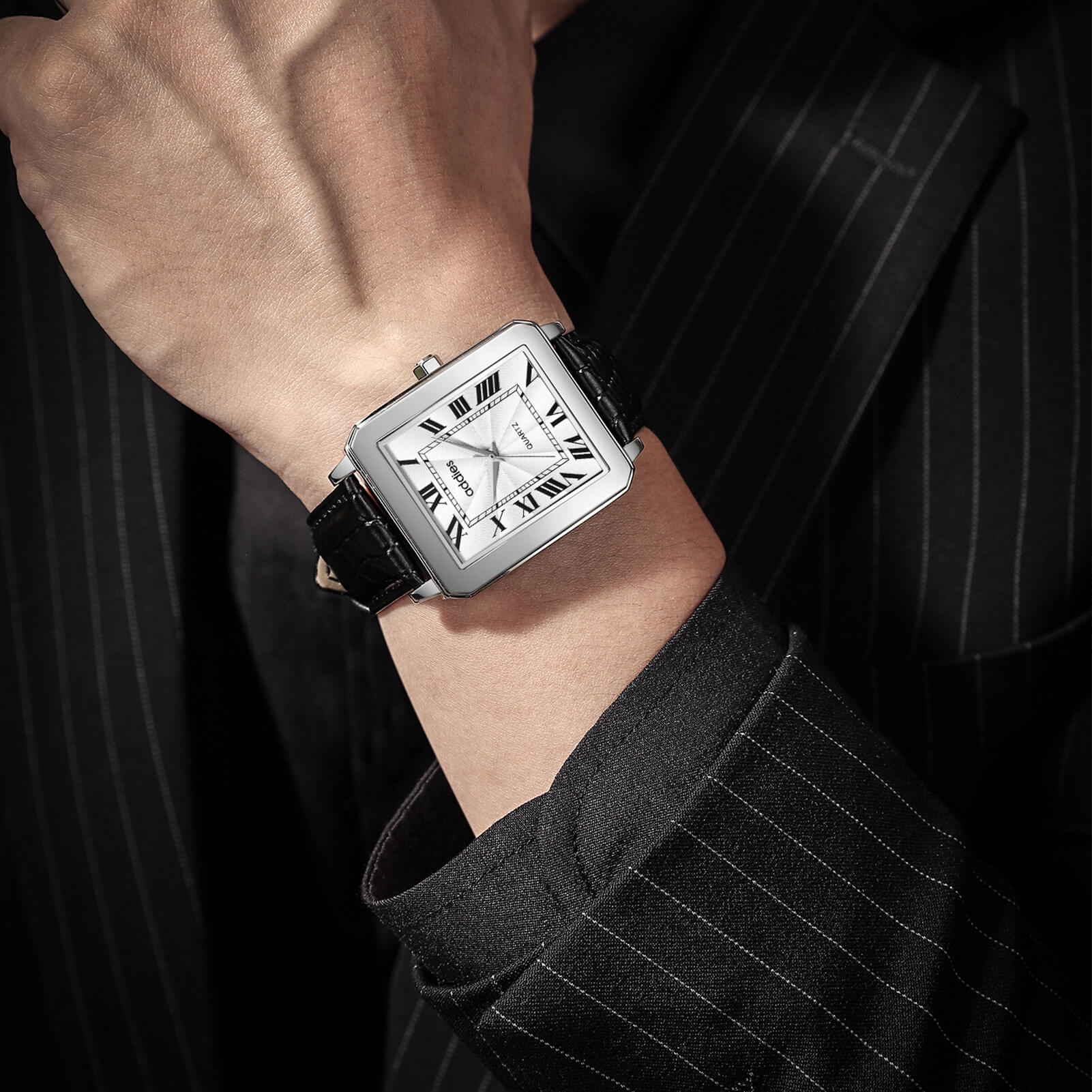 ADDIES Men's Quartz Analog Watch with Square Dial Leather Strap（MY-RM05） - Image 11