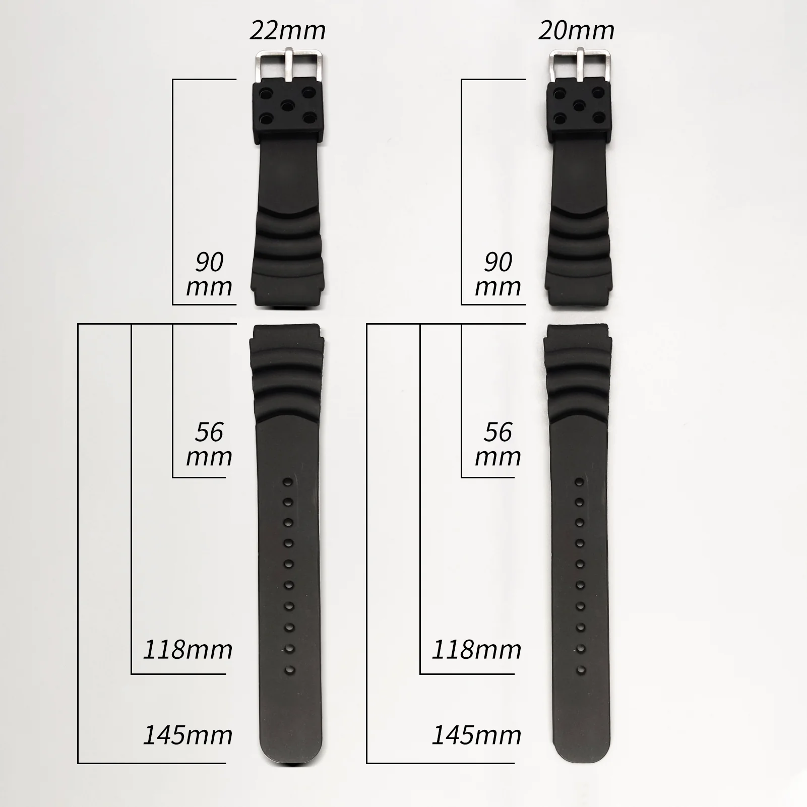 ADDIESDIVE Silicone Watch Strap For Men Diver Watches Black 20mm 22mm - Image 11