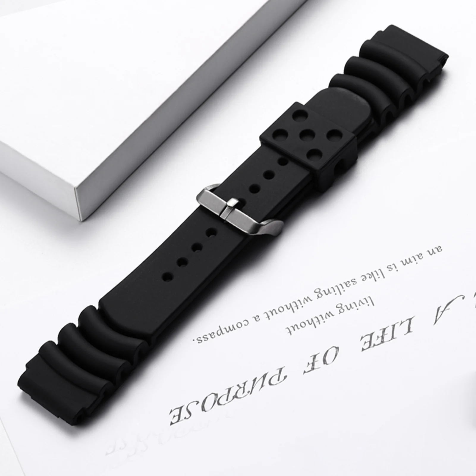 ADDIESDIVE Silicone Watch Strap For Men Diver Watches Black 20mm 22mm - Image 15