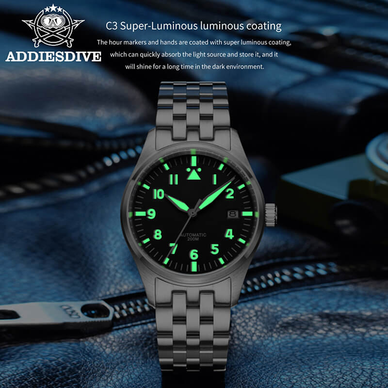 <Sterile Version>ADDIESDIVE® Black Dial Elegant Men Automatic Watch Diver 200M （H2） - Image 7