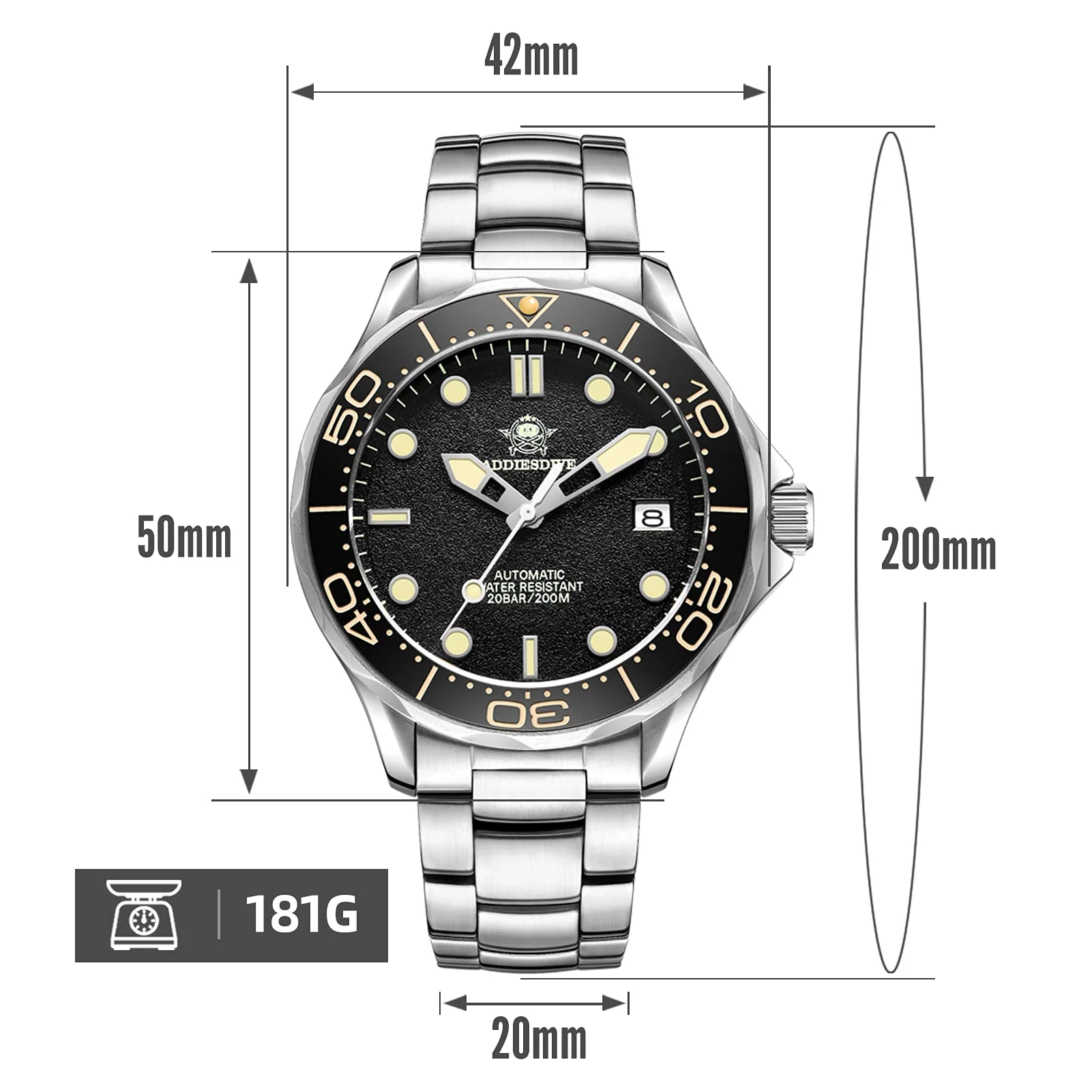 ADDIESDIVE® Seamaster Men's Automatic Divers Watch AD2106 - Image 9