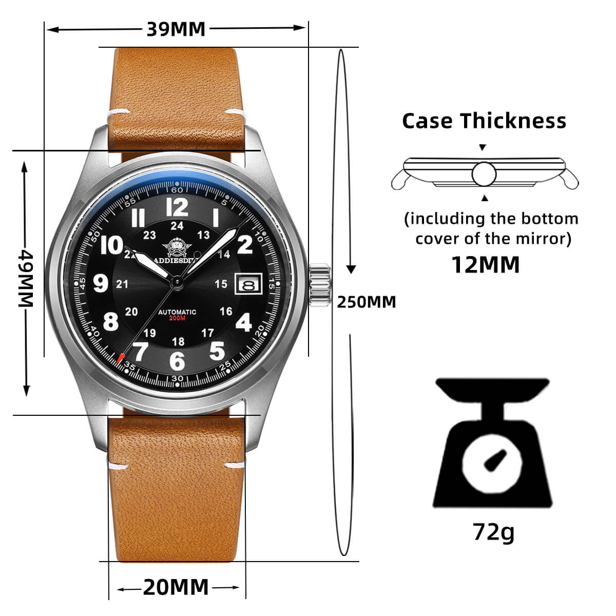🔥Anniversary Sale🔥ADDIESDIVE® Men's Elegant Automatic Watch Diver 200M (AD2048) - Image 12