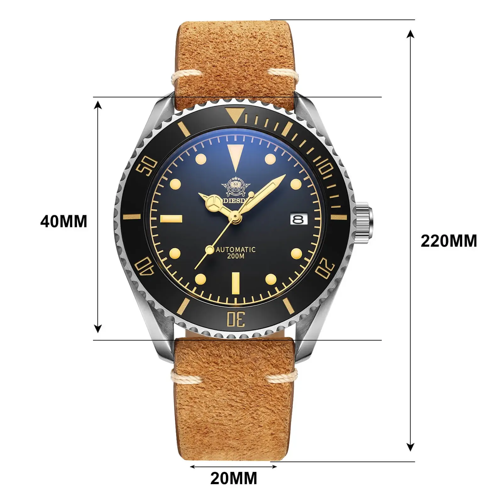 U.S. Warehouse -ADDIESDIVE® Scuba Leather Automatic Scuba Watch AD2101 - Image 3