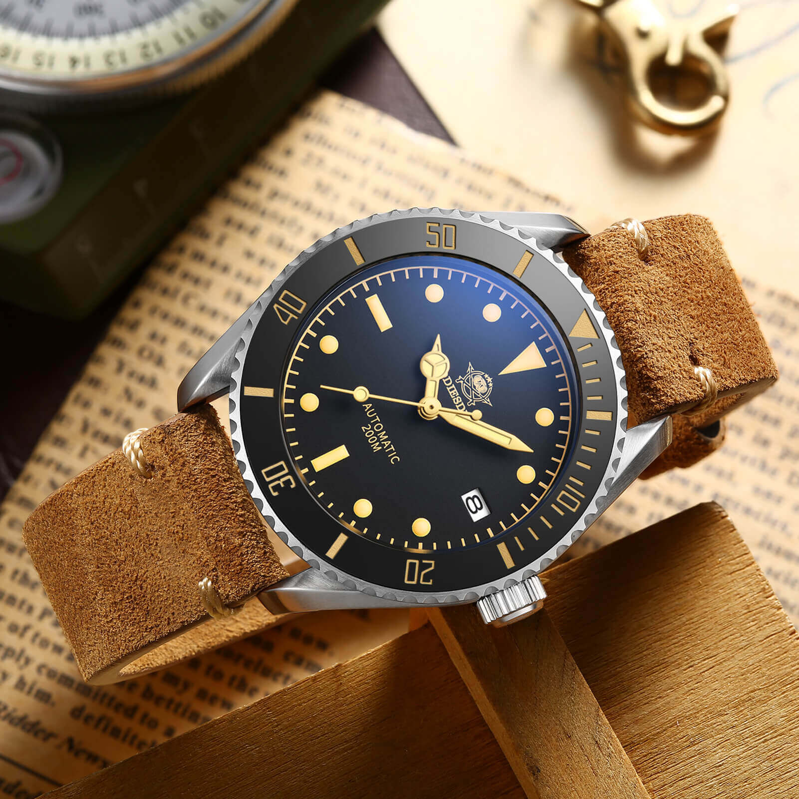 U.S. Warehouse -ADDIESDIVE® Scuba Leather Automatic Scuba Watch AD2101 - Image 4