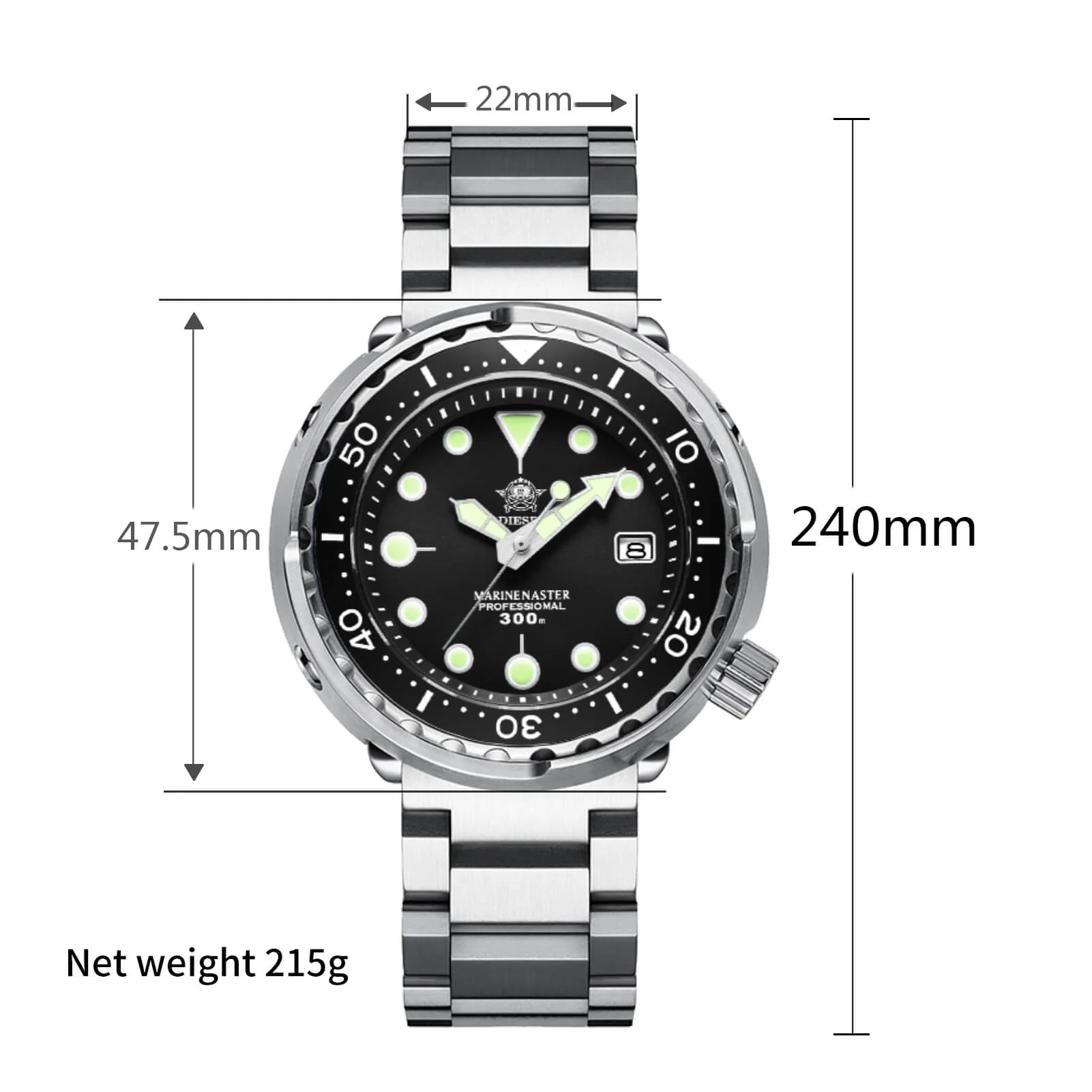 U.S. Warehouse -ADDIESDIVE® Tuna 300M Automatic Diver Watch Tuna Diver ( MY-H5) - Image 7