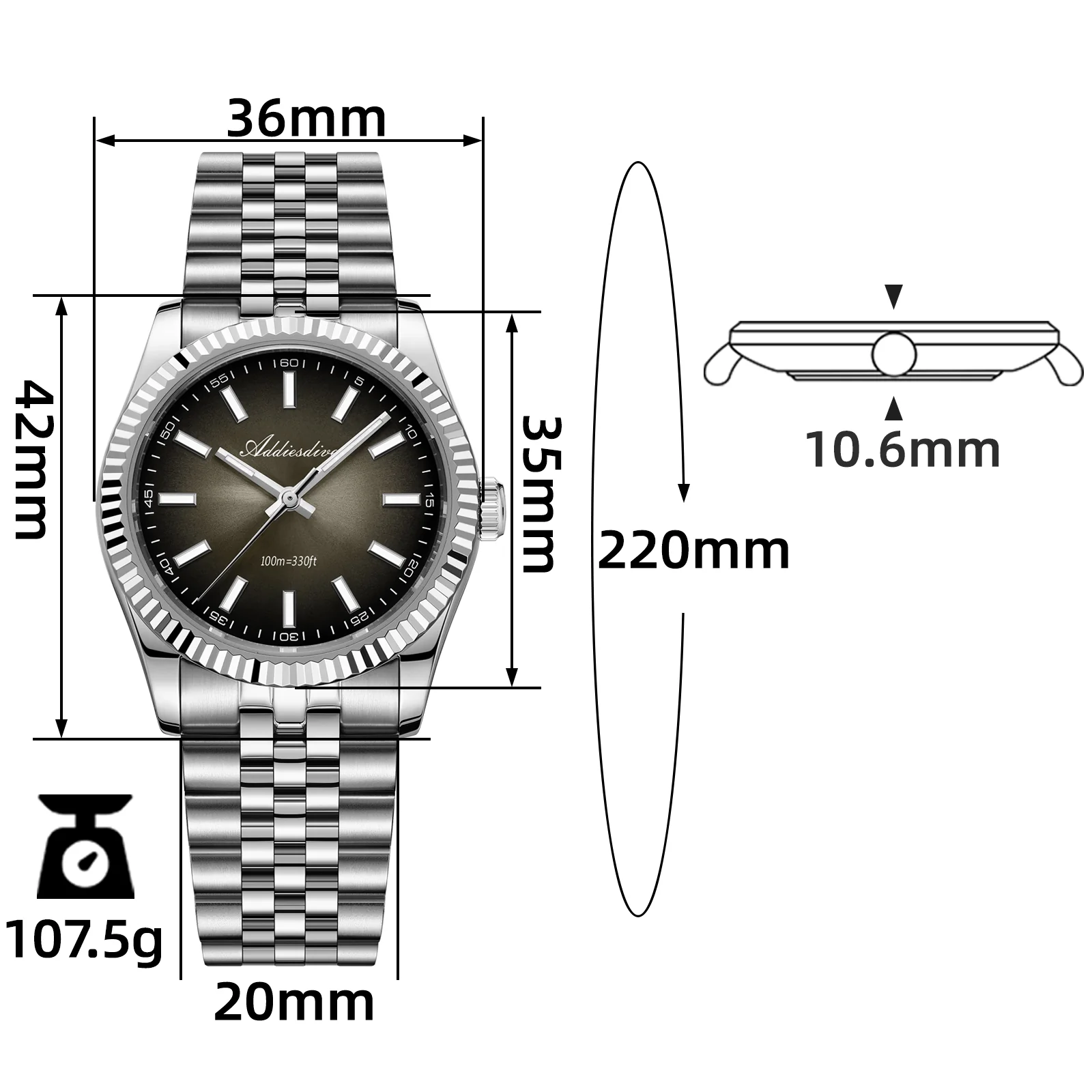 U.S. Warehouse -ADDIESDIVE 36mm DJ Homage Men Watch AD2073 - Image 15