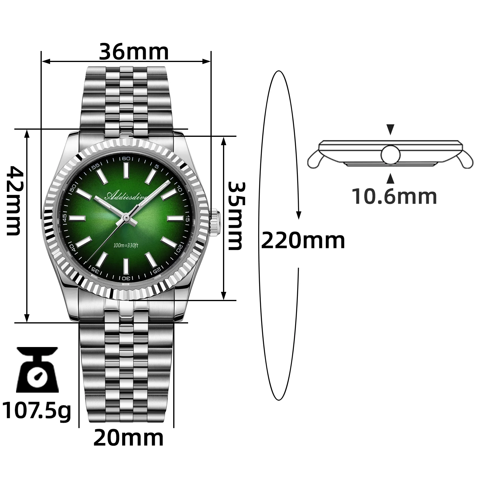 U.S. Warehouse -ADDIESDIVE 36mm DJ Homage Men Watch AD2073 - Image 28