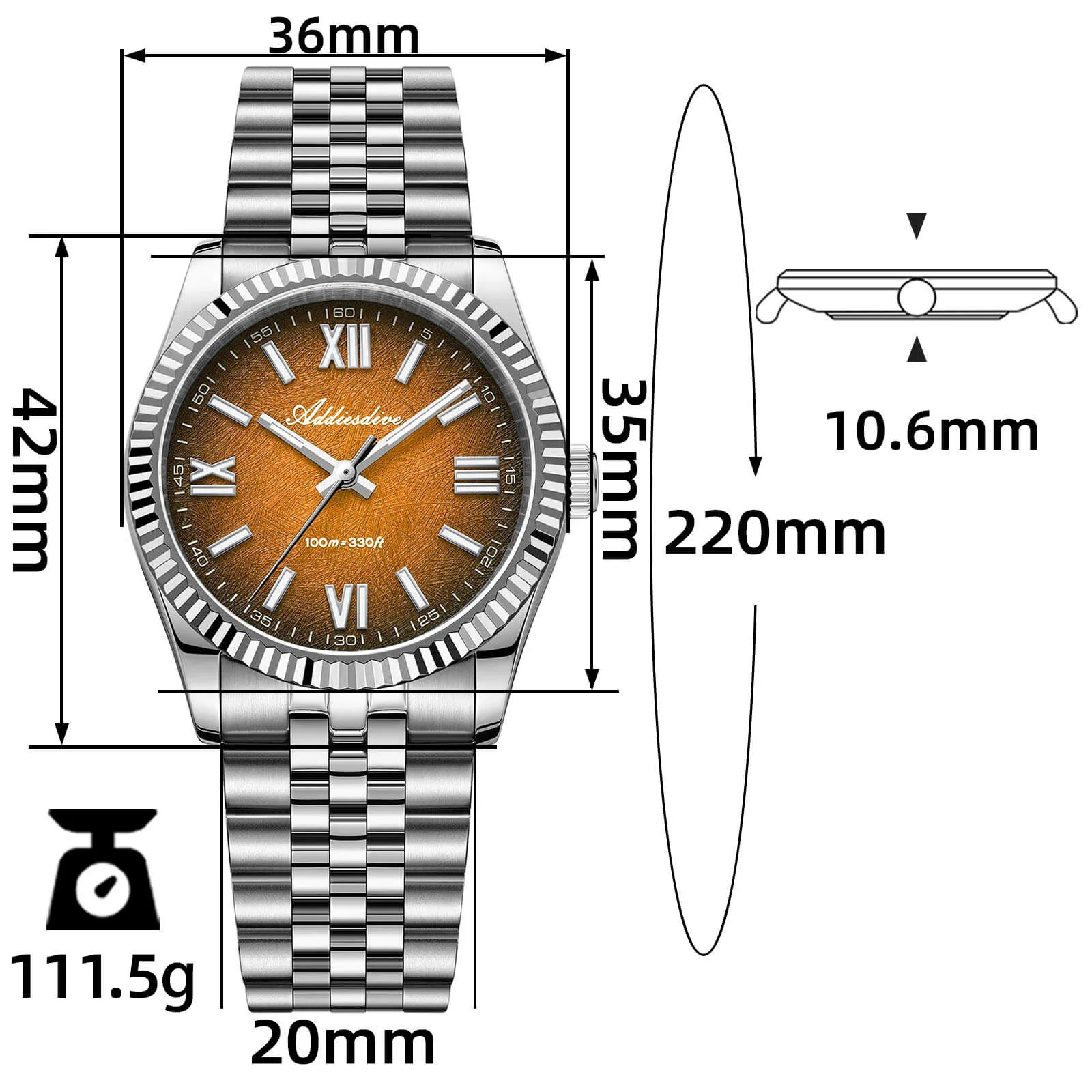 🔥Anniversary Sale🔥ADDIESDIVE 36mm DJ Homage Men Watch AD2512 - Image 4