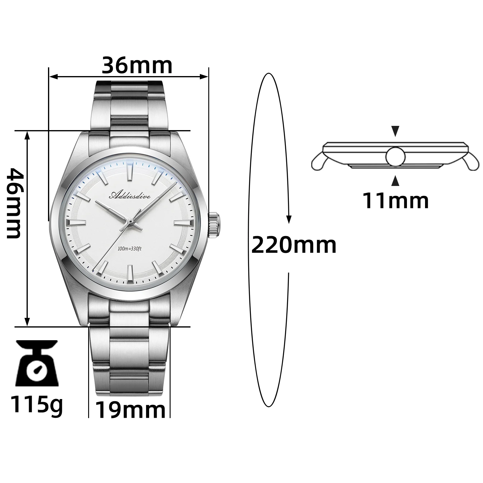 U.S. Warehouse -ADDIESDIVE 36mm Luxury VH31 Quartz Watch AD2066 - Image 12