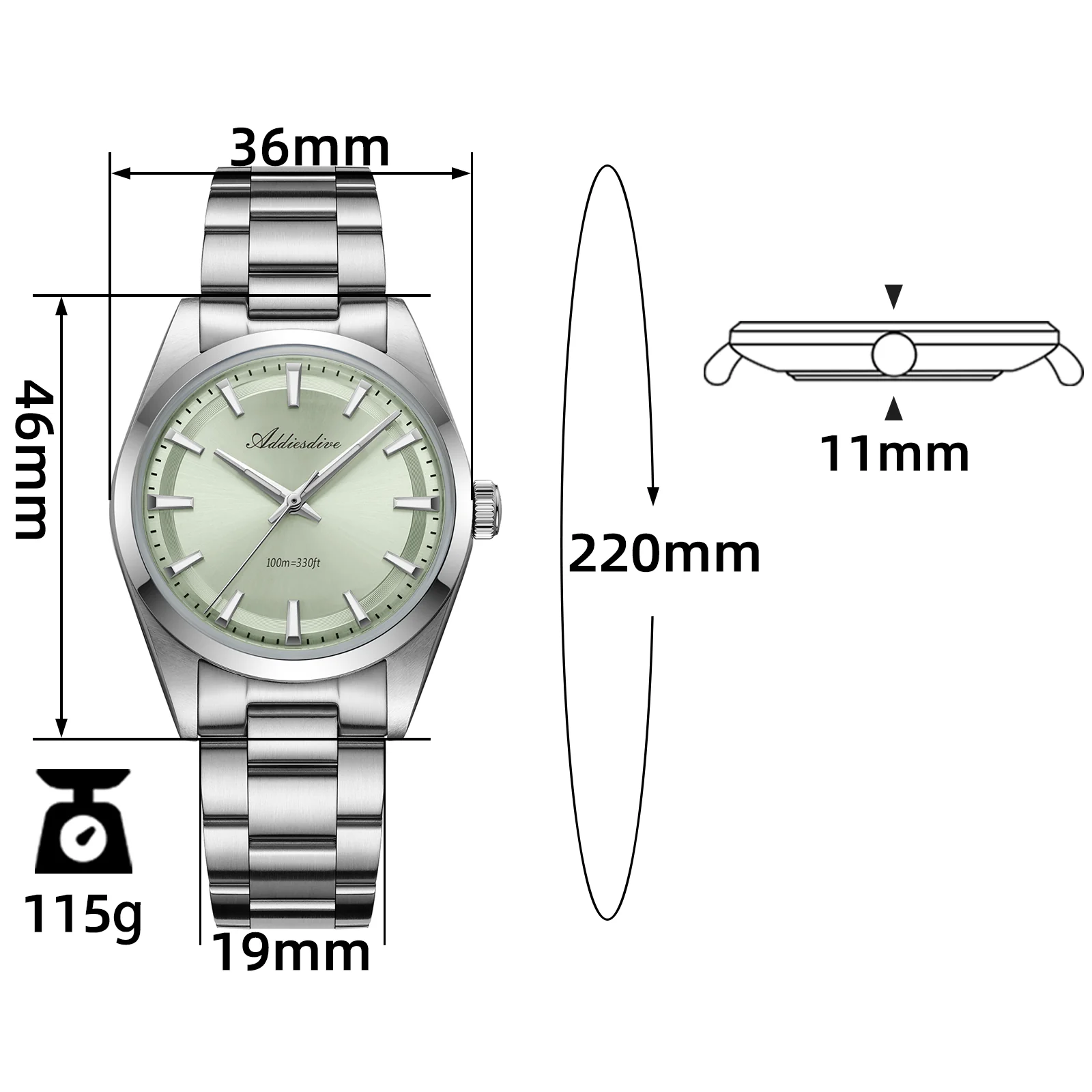 U.S. Warehouse -ADDIESDIVE 36mm Luxury VH31 Quartz Watch AD2066 - Image 2