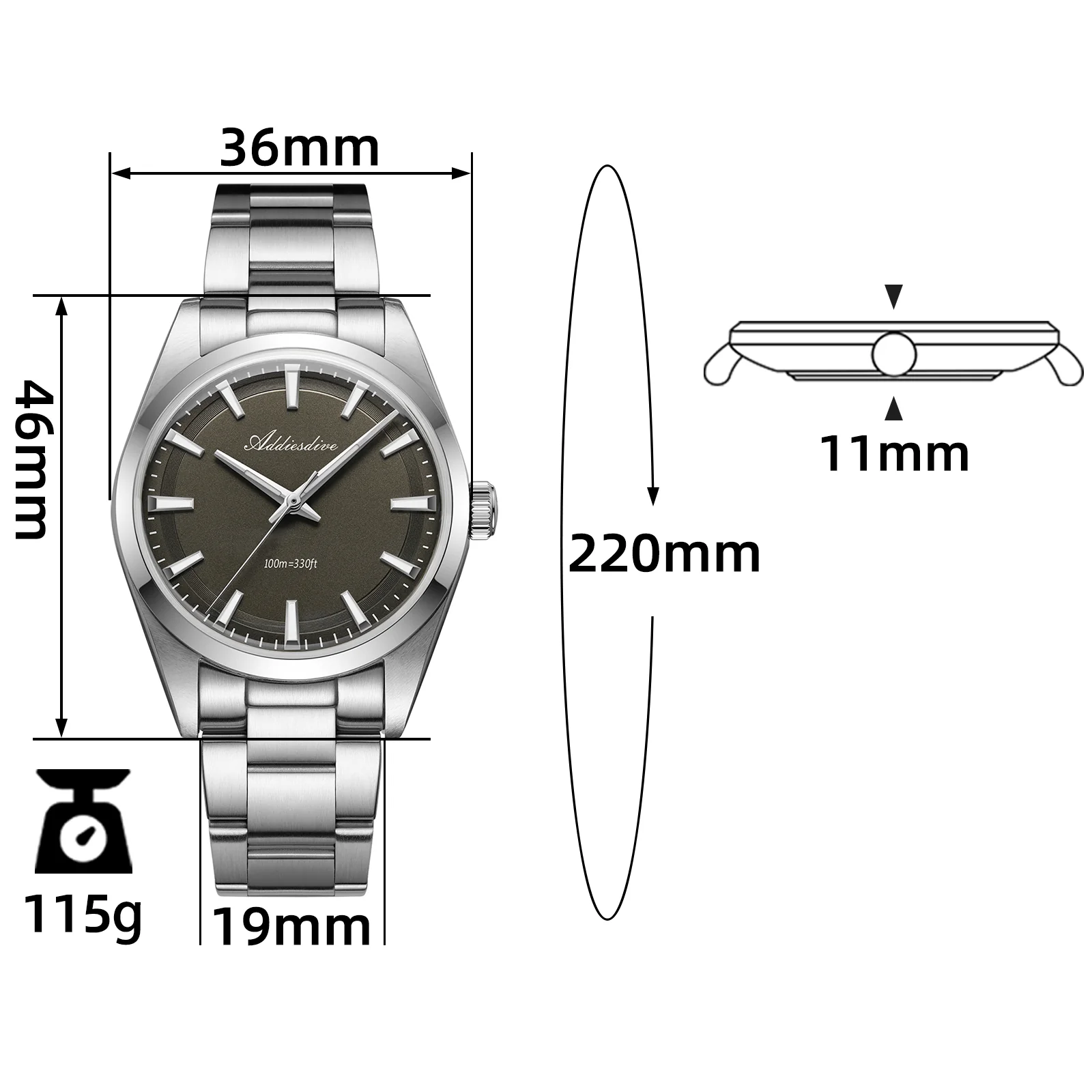 U.S. Warehouse -ADDIESDIVE 36mm Luxury VH31 Quartz Watch AD2066 - Image 23
