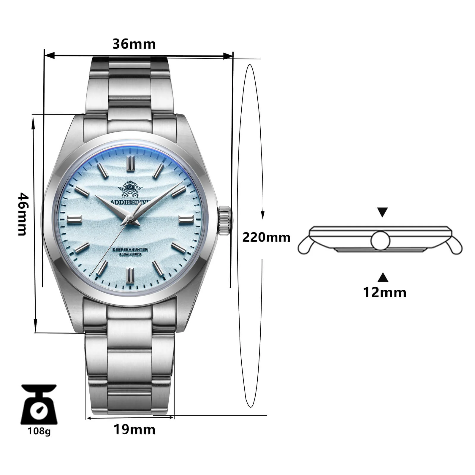U.S. Warehouse -ADDIESDIVE 36mm Quartz Watch VH31 Movement (AD2030) - Image 13