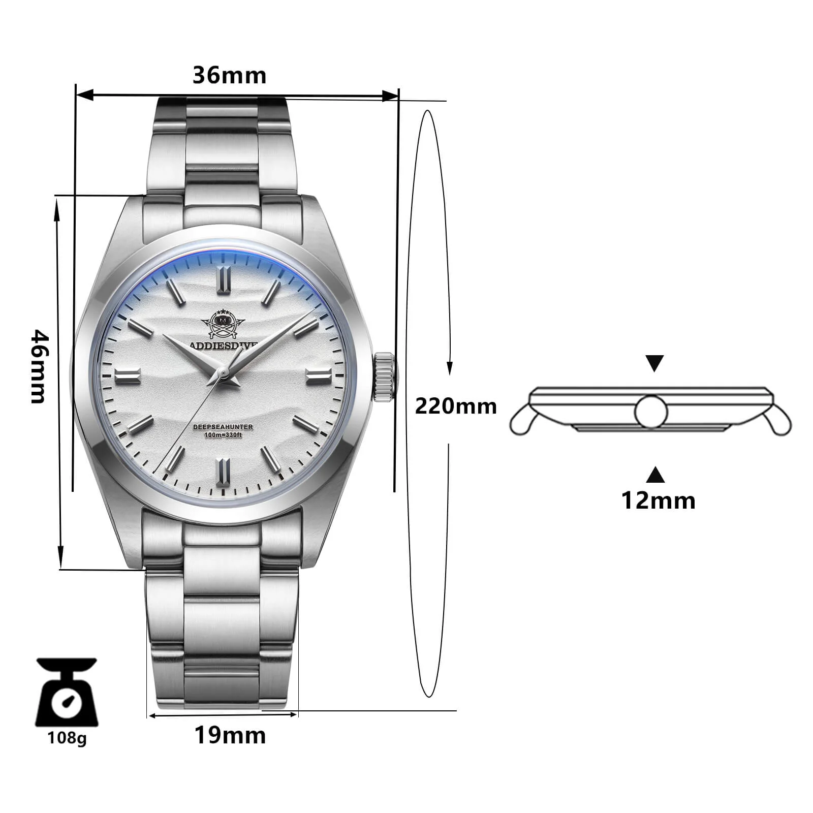 U.S. Warehouse -ADDIESDIVE 36mm Quartz Watch VH31 Movement (AD2030) - Image 23