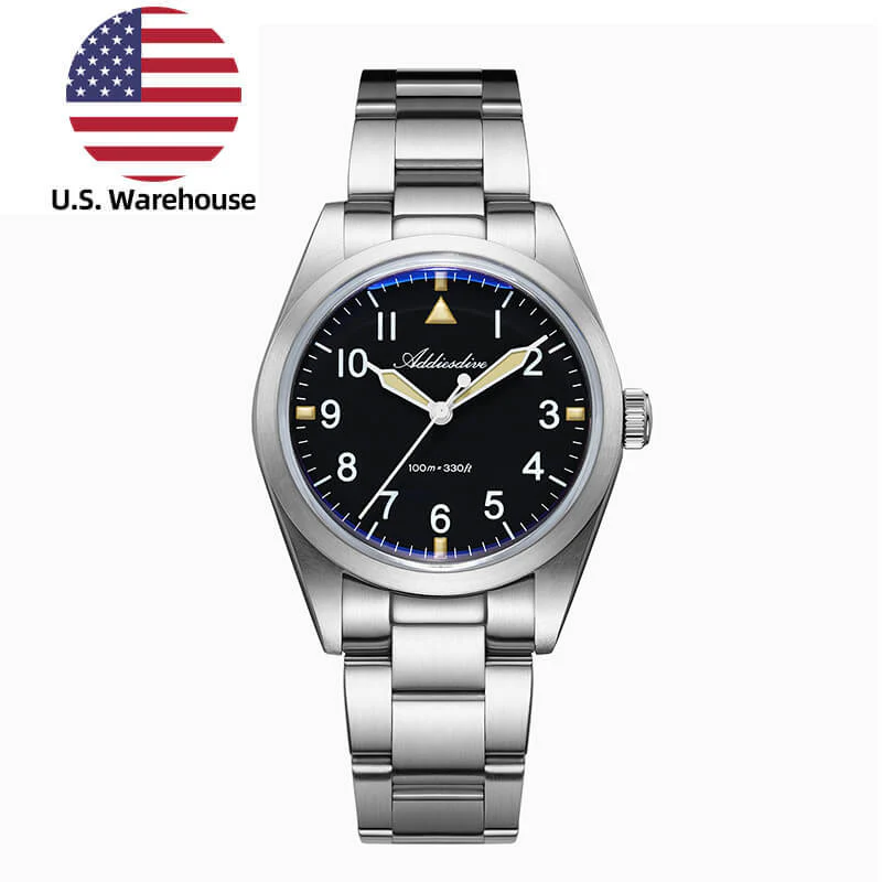 U.S. Warehouse -Addiesdive 36mm Titanium Military Field Watch AD2502