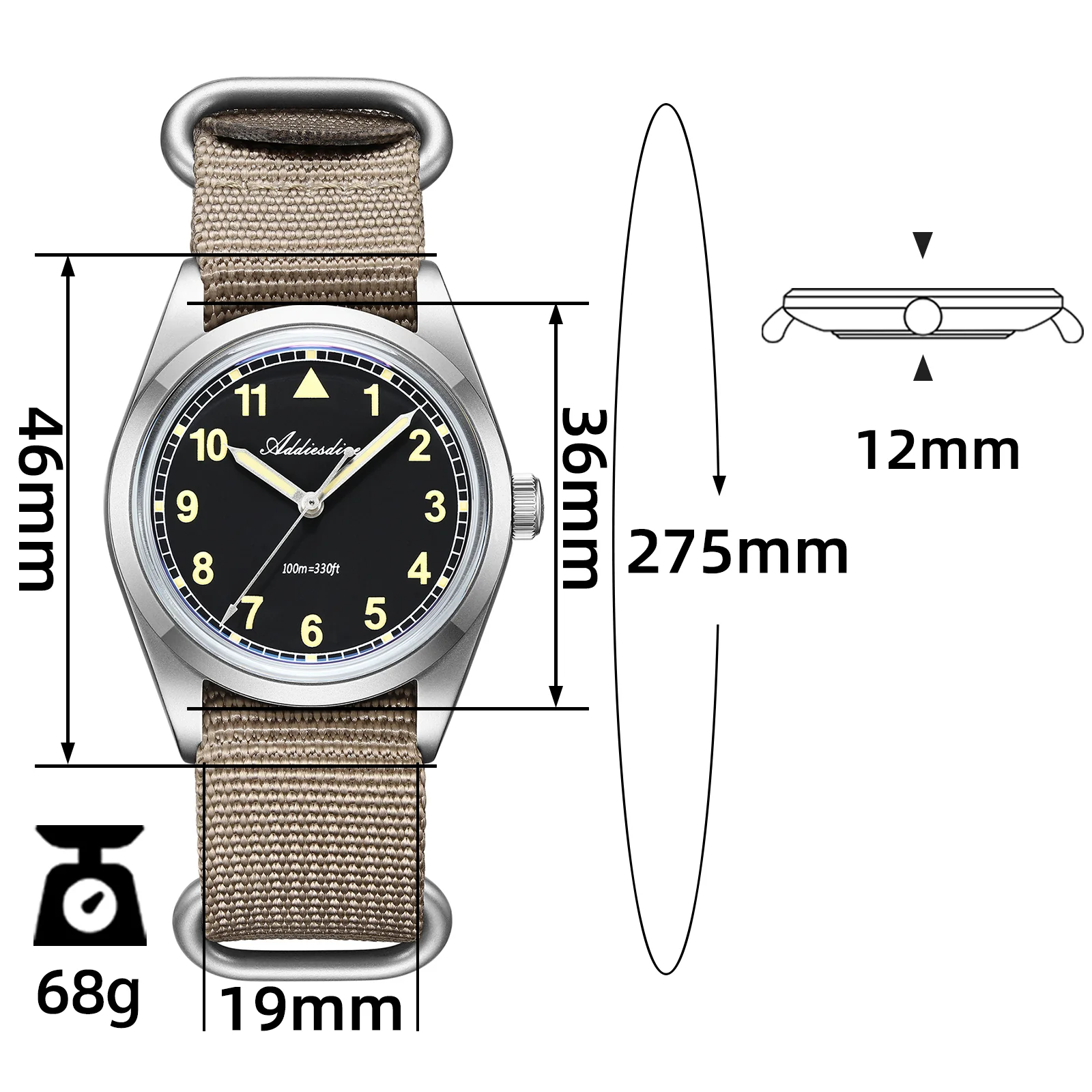 U.S. Warehouse -ADDIESDIVE 36mm VH31 Retro Pilot Field Watch AD2079 - Image 15