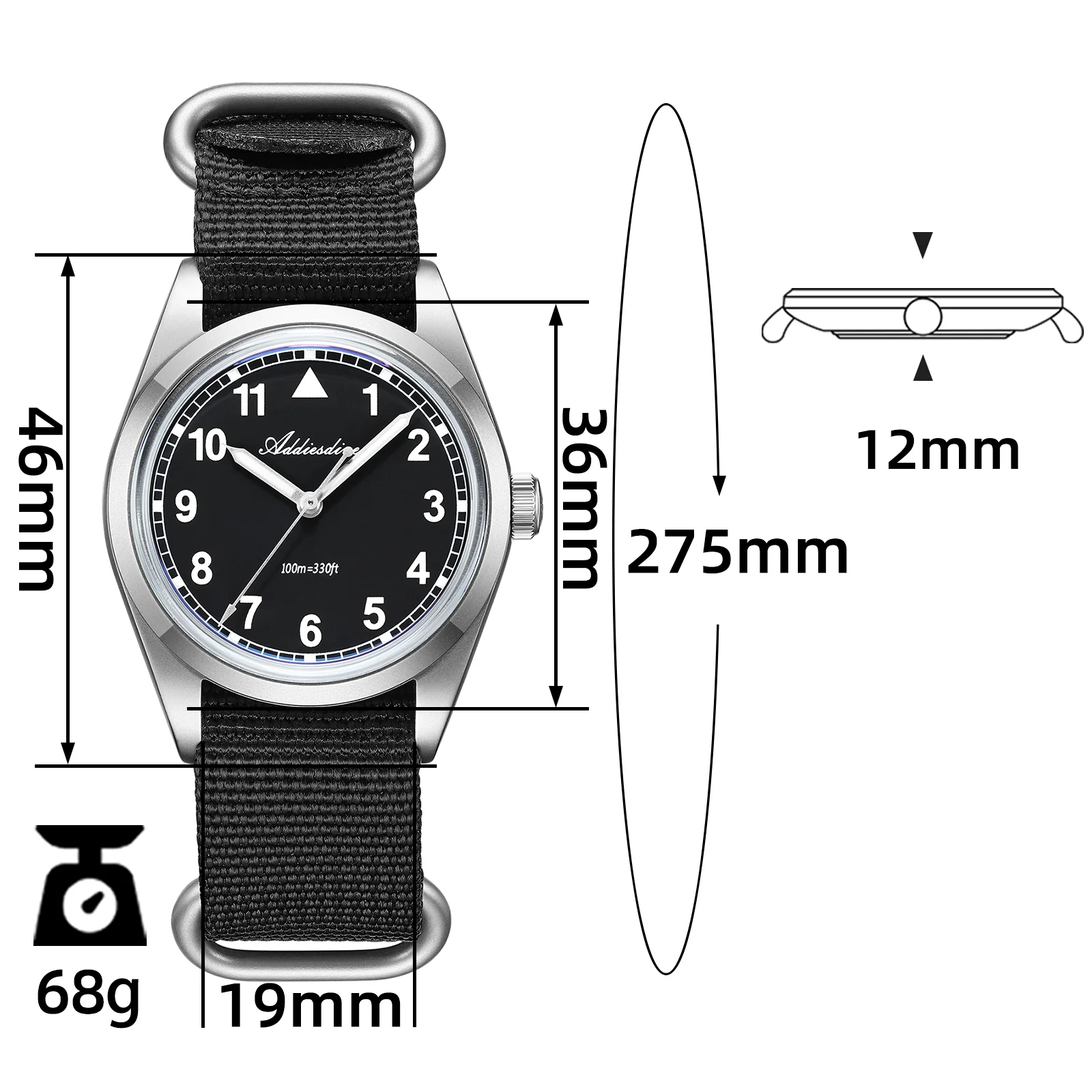 U.S. Warehouse -ADDIESDIVE 36mm VH31 Retro Pilot Field Watch AD2079 - Image 2