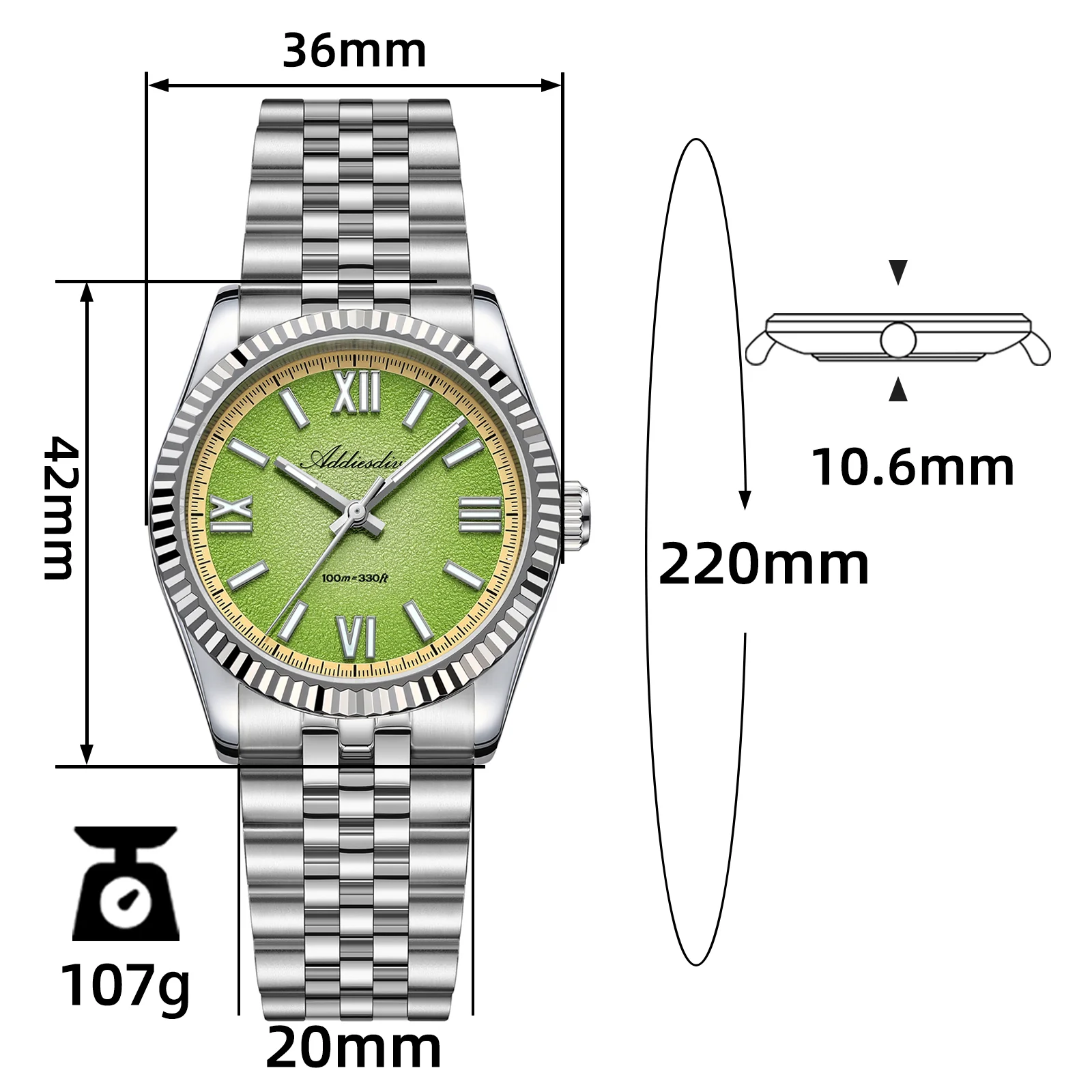 ADDIESDIVE 36mm VH31 Summer Edition Quartz Watch AD2535 - Image 7