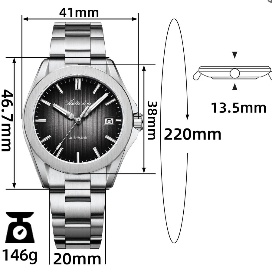 ADDIESDIVE 38mm NH35/8215 Automatic Watch AD2080 - Image 10