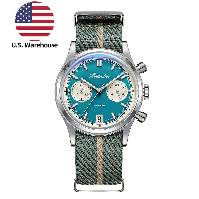 U.S. Warehouse -ADDIESDIVE 38mm VK64 Chronograph Watch AD2095