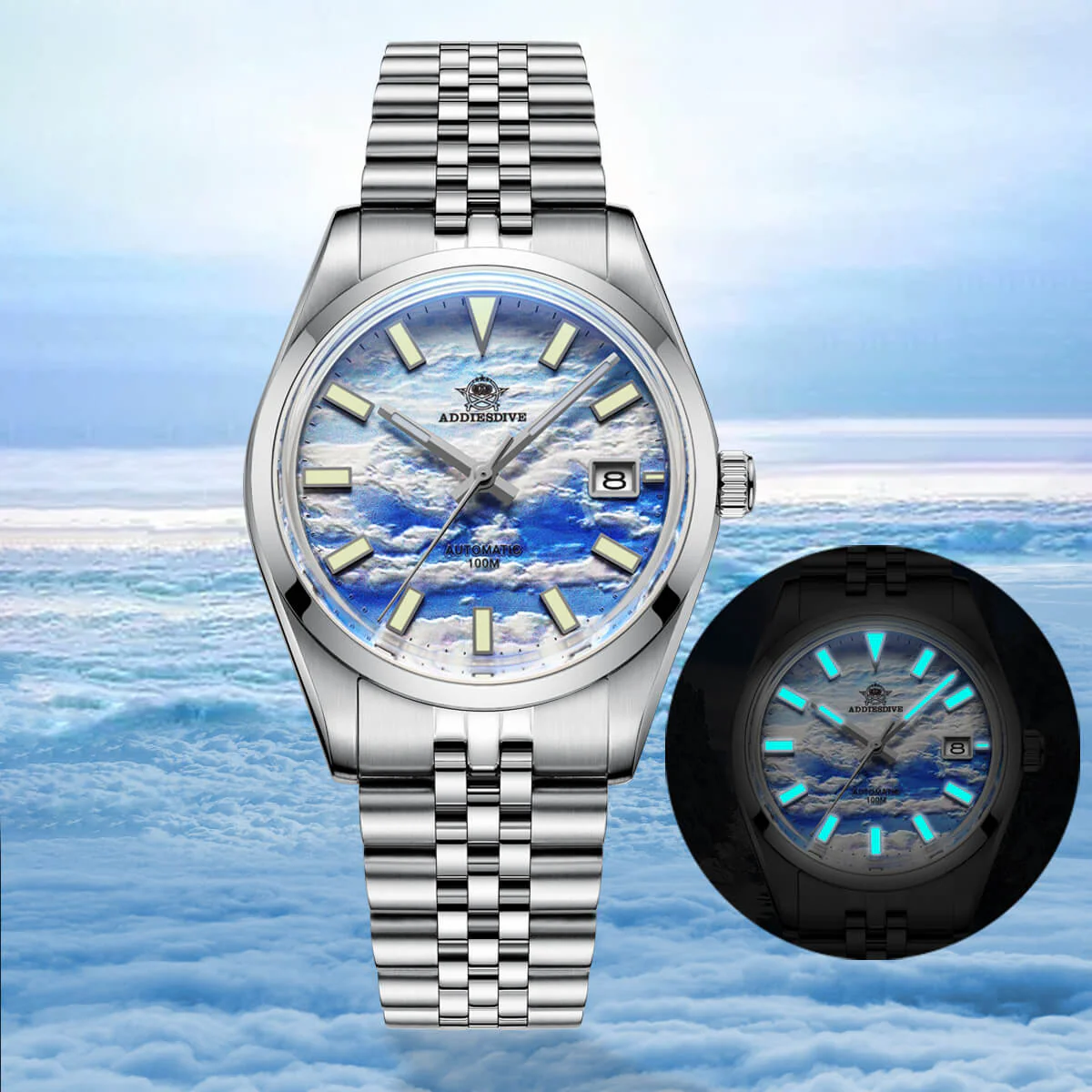 Addiesdive 39mm 3D Sea of Clouds Dial Automatic Watch （AD2041） - Image 14