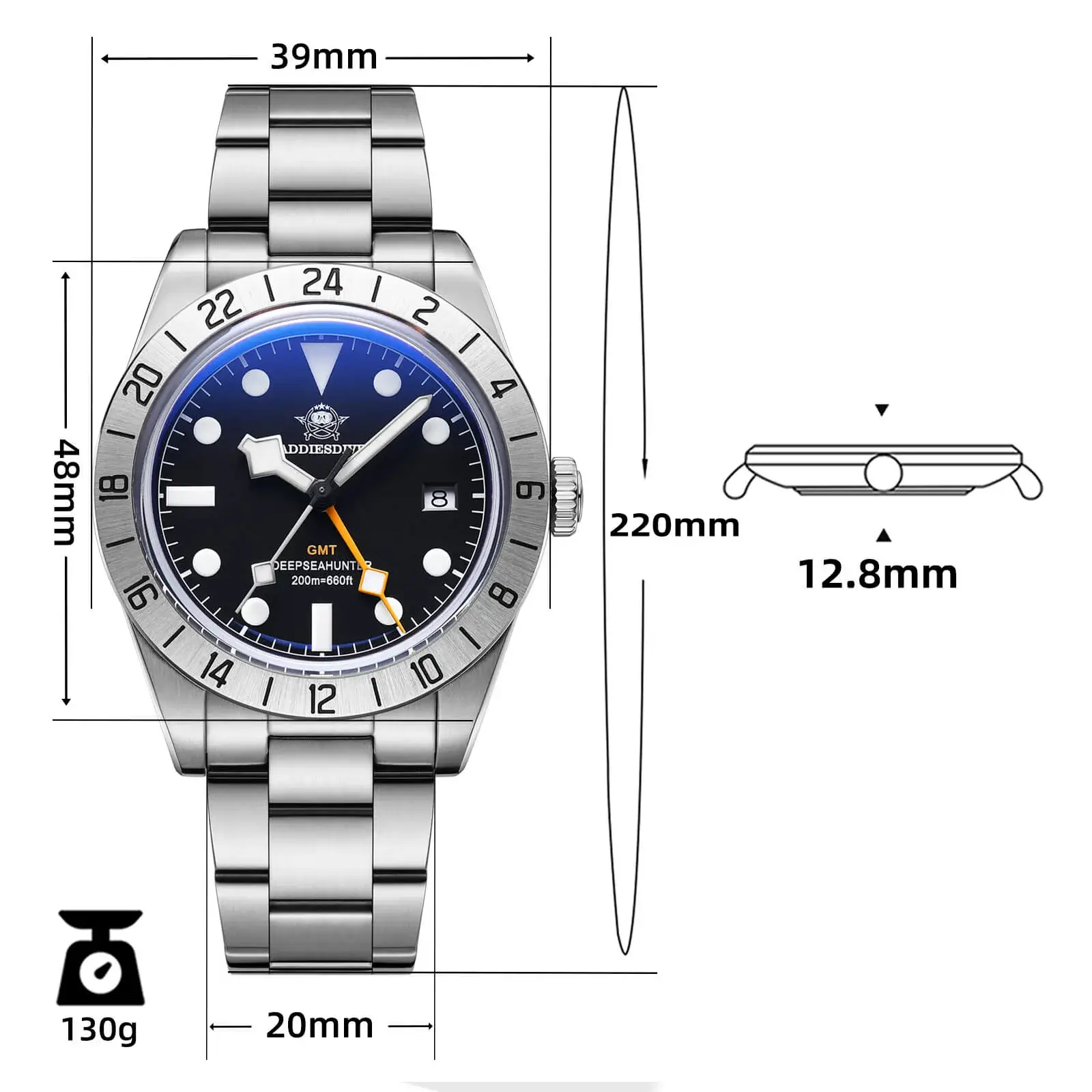 U.S. Warehouse -ADDIESDIVE 39mm BB GMT Quartz Watch RONDA515 Movement(AD2035) - Image 2