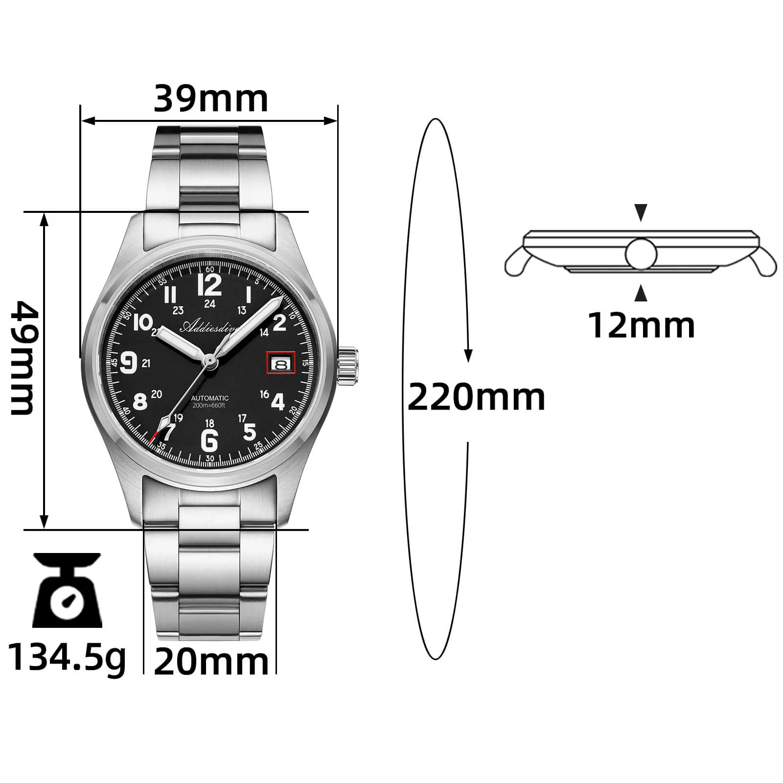 U.S. Warehouse -ADDIESDIVE 39mm Explore NH35 Automatic Watch AD2070 - Image 2