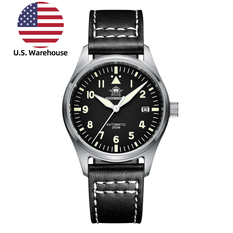 U.S. Warehouse -ADDIESDIVE®39mm Leather Men's Elegant Automatic Watch Diver 200M (AD2519) - Image 2