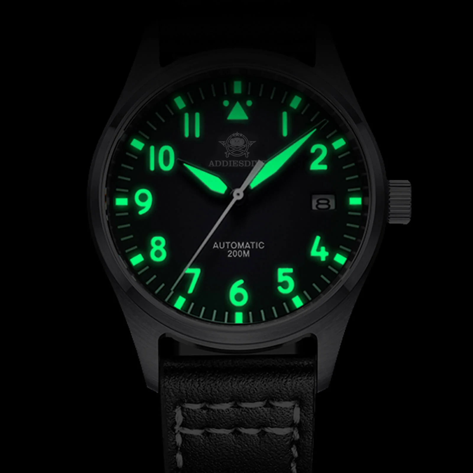 U.S. Warehouse -ADDIESDIVE®39mm Leather Men's Elegant Automatic Watch Diver 200M (AD2519) - Image 8