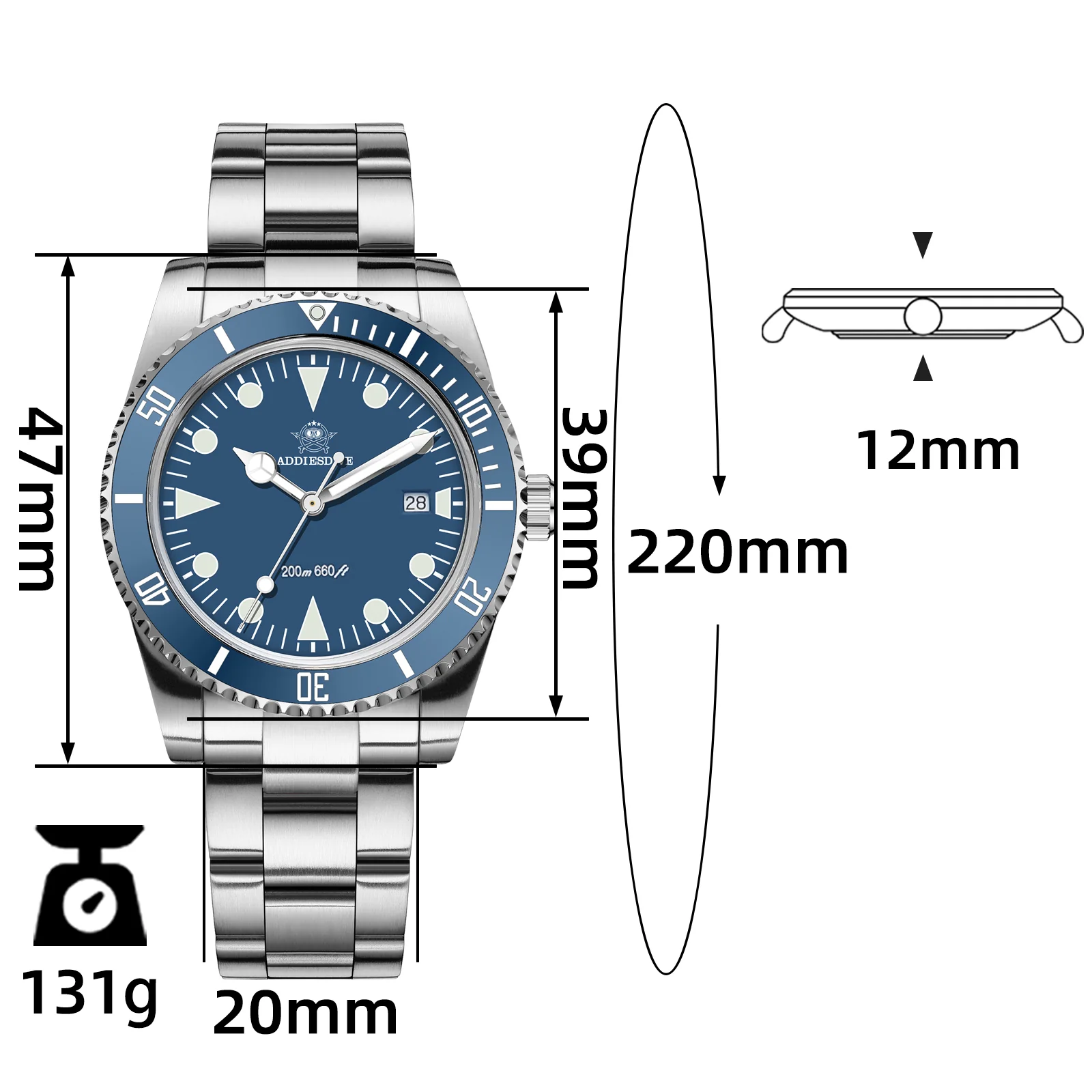 U.S. Warehouse -ADDIESDIVE 39mm Quartz Watch with Bi-directional Rotating Bezel AD2068 - Image 21