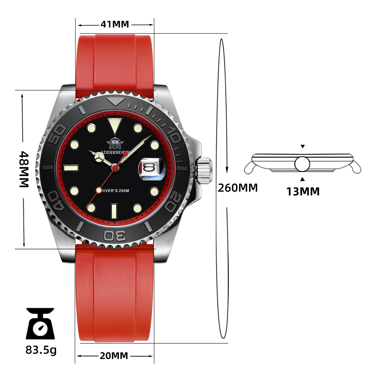 U.S. Warehouse -ADDIESDIVE 41mm Sports Quartz Watch Waterproof 200M (AD2040) - Image 15