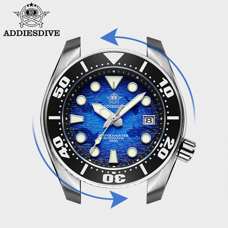 U.S. Warehouse -ADDIESDIVE 44.5mm Diver Watch for Men Unique Blue Dial 200M (AD2102) - Image 3