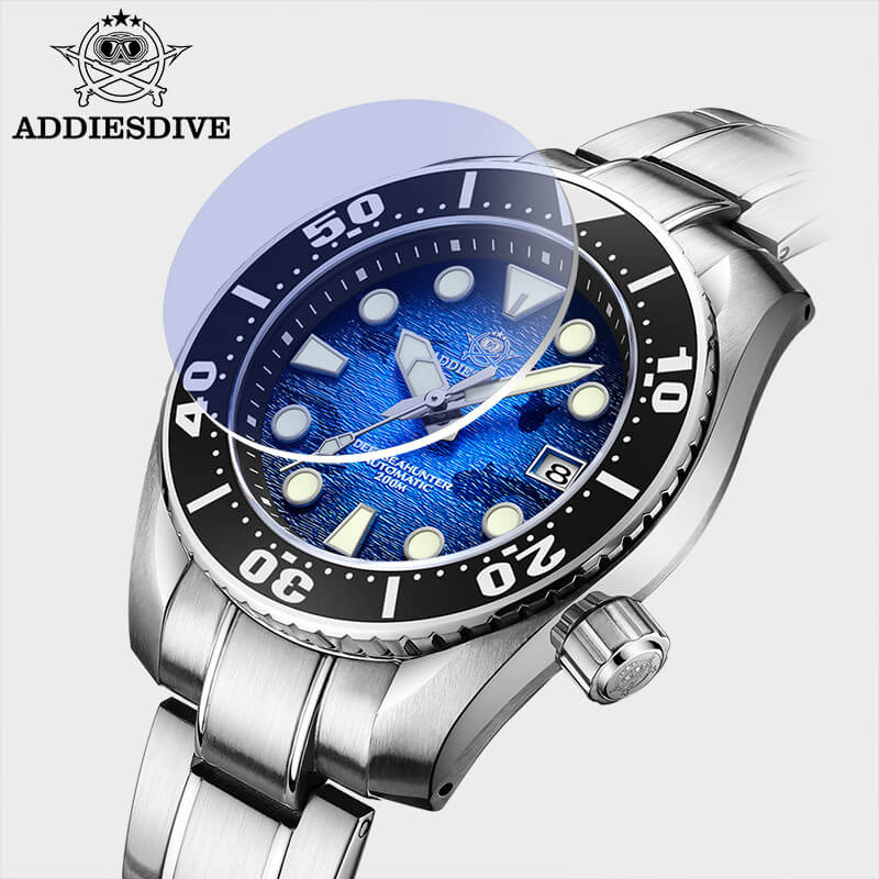 U.S. Warehouse -ADDIESDIVE 44.5mm Diver Watch for Men Unique Blue Dial 200M (AD2102) - Image 4