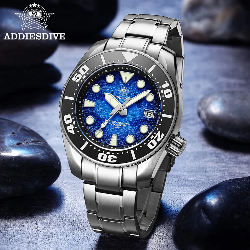 U.S. Warehouse -ADDIESDIVE 44.5mm Diver Watch for Men Unique Blue Dial 200M (AD2102) - Image 5