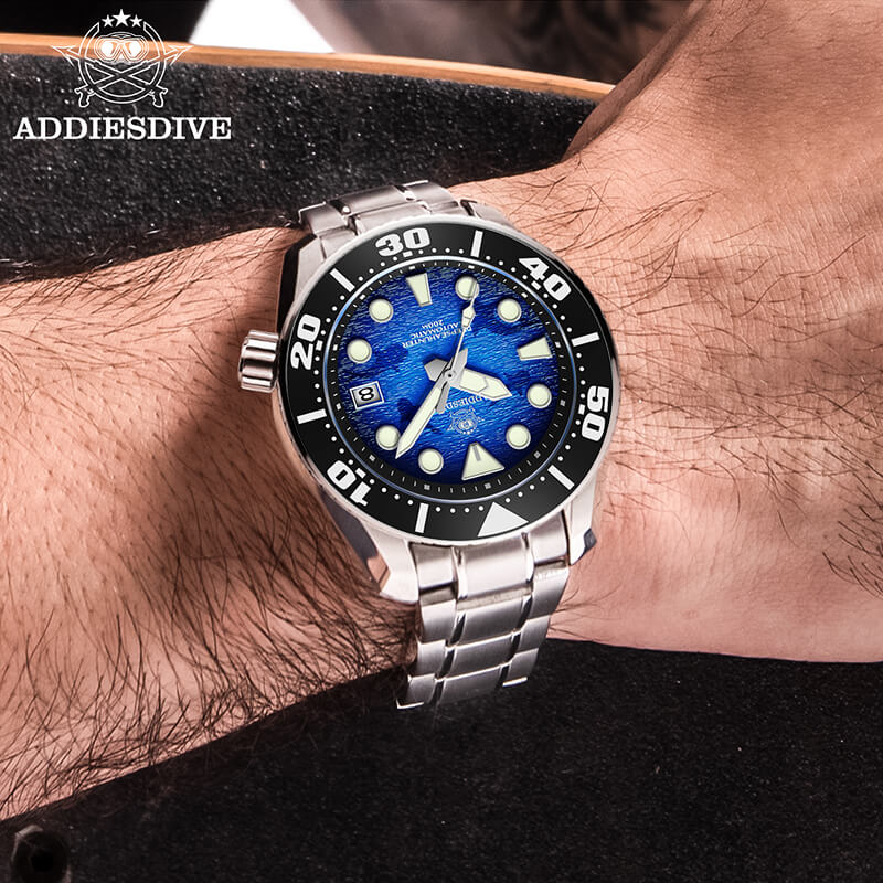 U.S. Warehouse -ADDIESDIVE 44.5mm Diver Watch for Men Unique Blue Dial 200M (AD2102) - Image 6