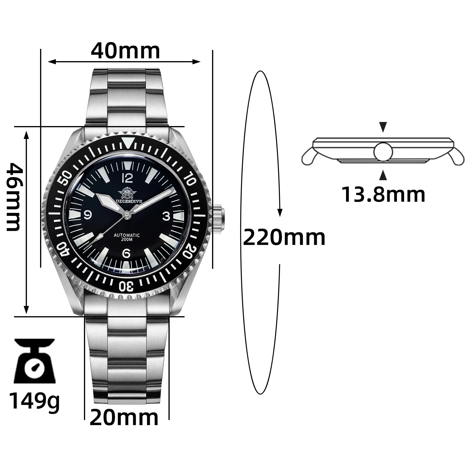 U.S. Warehouse-ADDIESDIVE Sharkmaster 300 Automatic Dive Watch AD2056 - Image 2