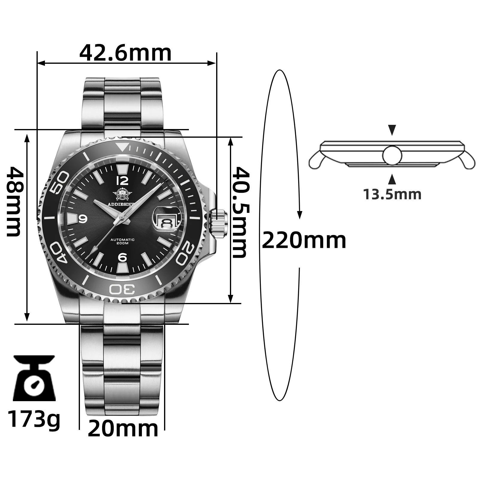 U.S. Warehouse-ADDIESDIVE Retro NH35 Sub Dive Watch AD2085 - Image 2