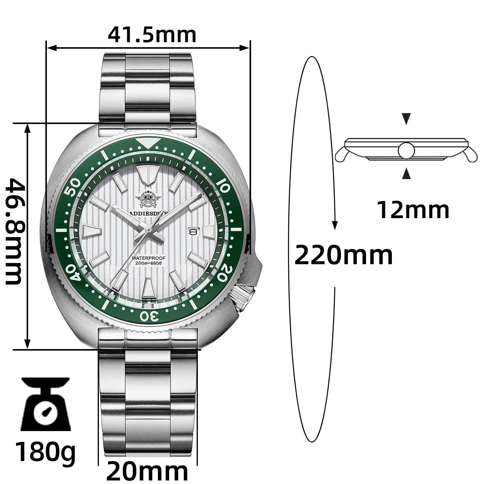 Addiesdive Turtle Quartz Diver Men Watch AD2507 - Image 14