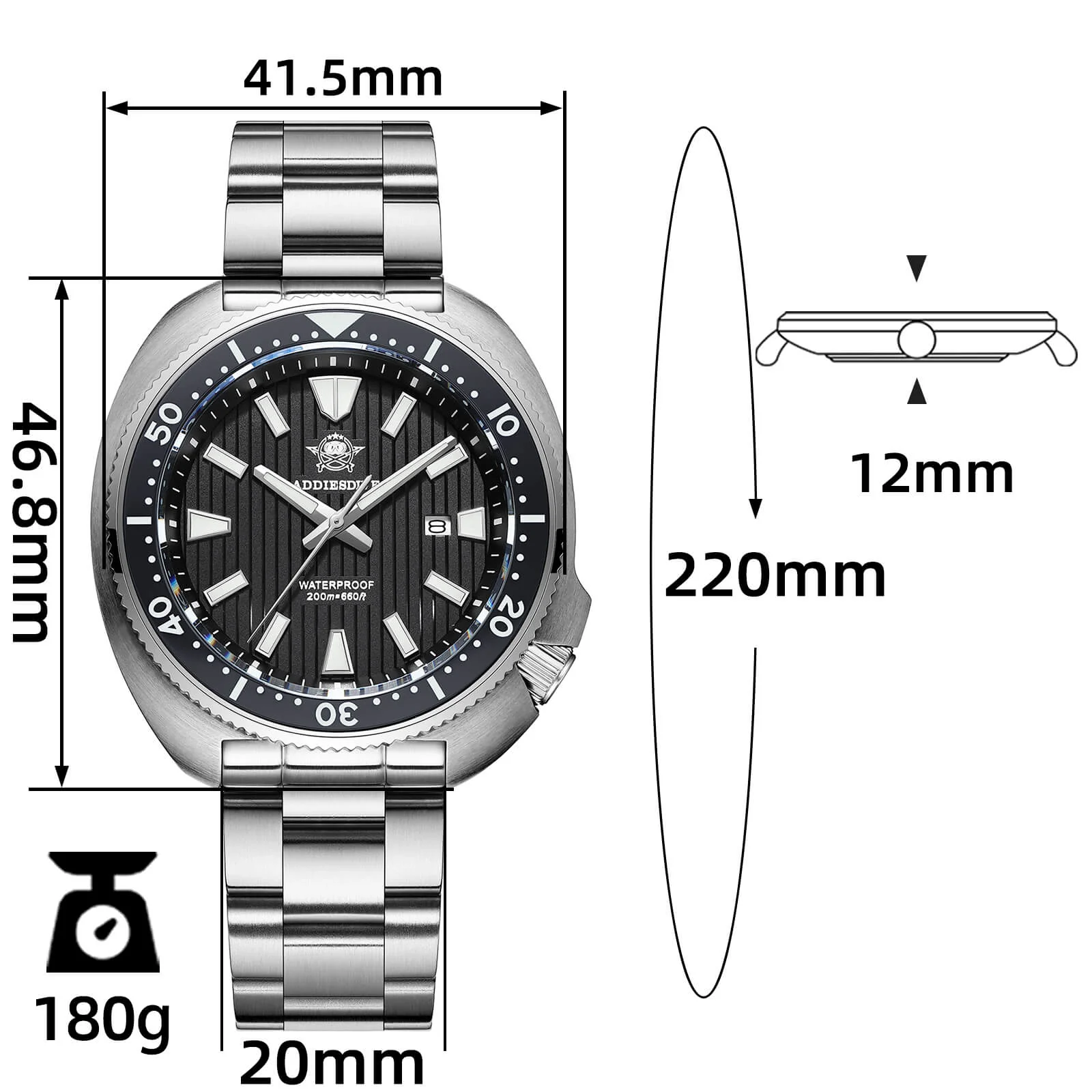 Addiesdive Turtle Quartz Diver Men Watch AD2507 - Image 2